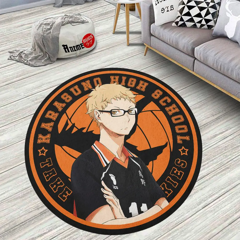Haikyuu Kei Tsukishima Skid-Proof Round Rug