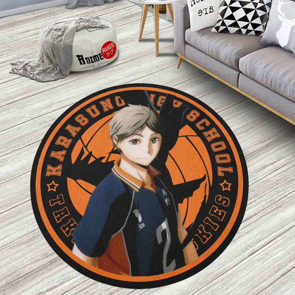 Haikyuu Koshi Sugawara Skid-Proof Round Rug