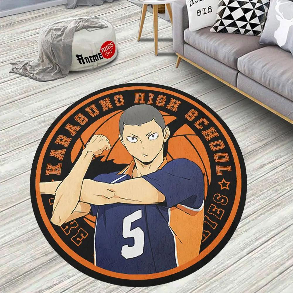 Haikyuu Ryunosuke Tanaka Skid-Proof Round Rug