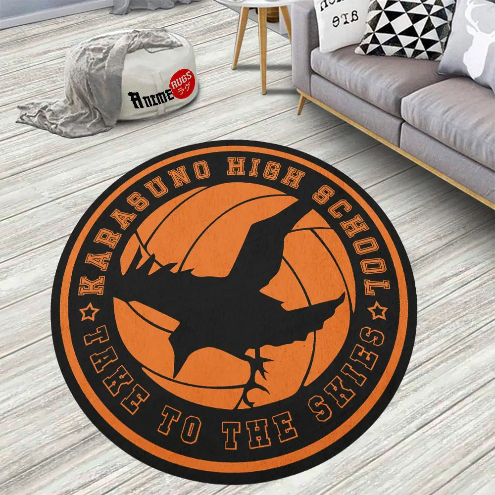 Haikyuu Teams Karasuno Skid-Proof Round Rug