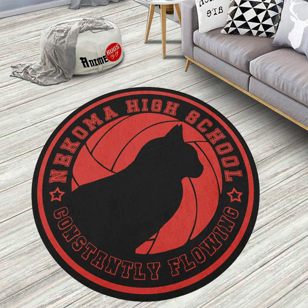 Haikyuu Teams Nekoma Skid-Proof Round Rug