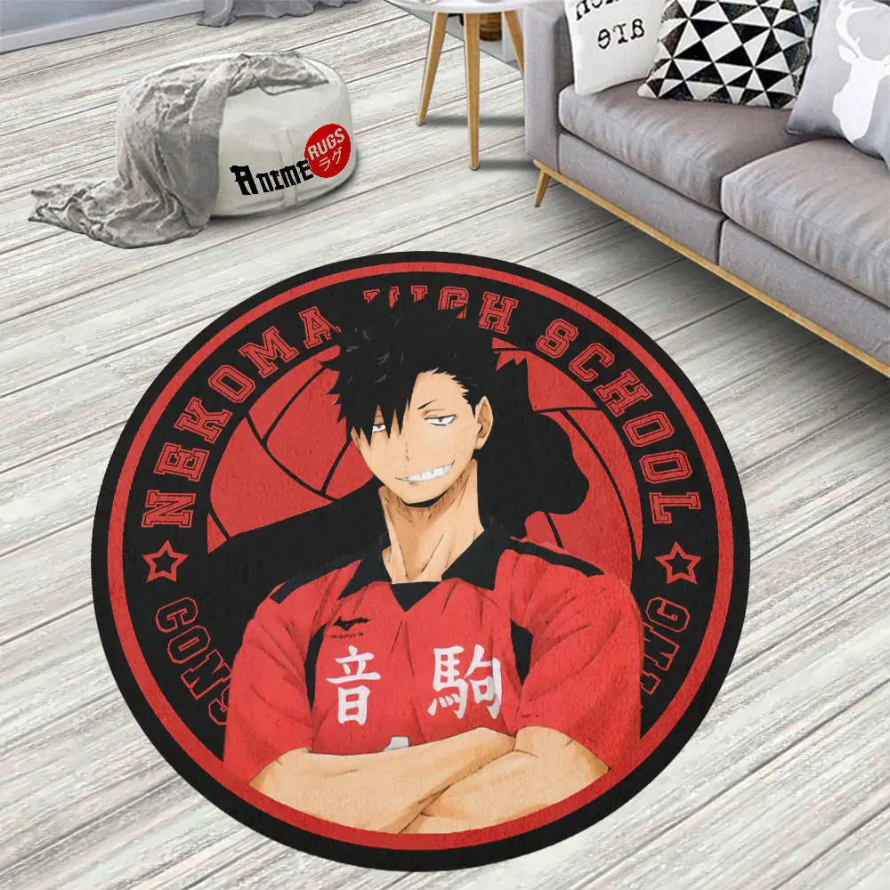 Haikyuu Tetsuro Kuroo Skid-Proof Round Rug