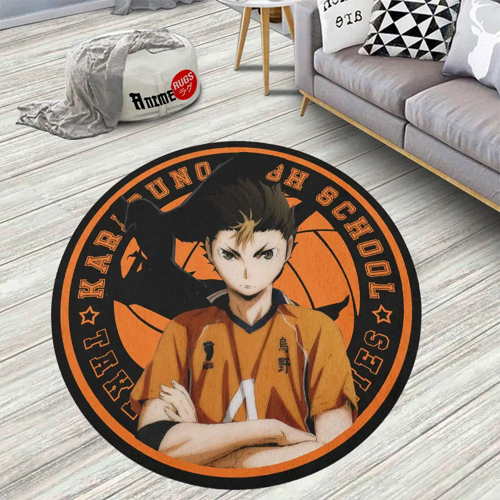 Haikyuu Yu Nishinoya Skid-Proof Round Rug