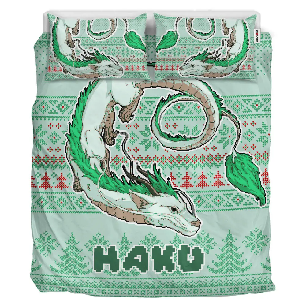Haku Dragon Xmas Polyester Duvet Cover Set
