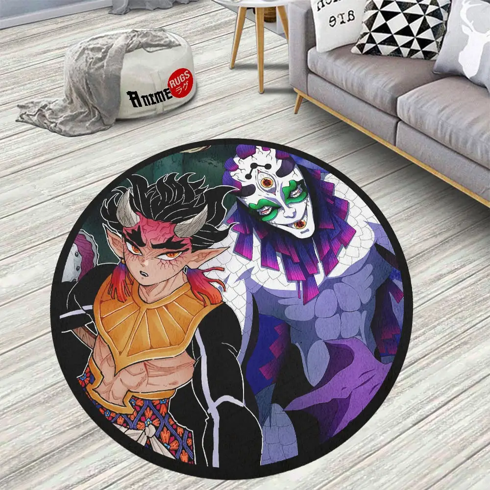 Hantengu and Gyokko Skid-Proof Round Rug