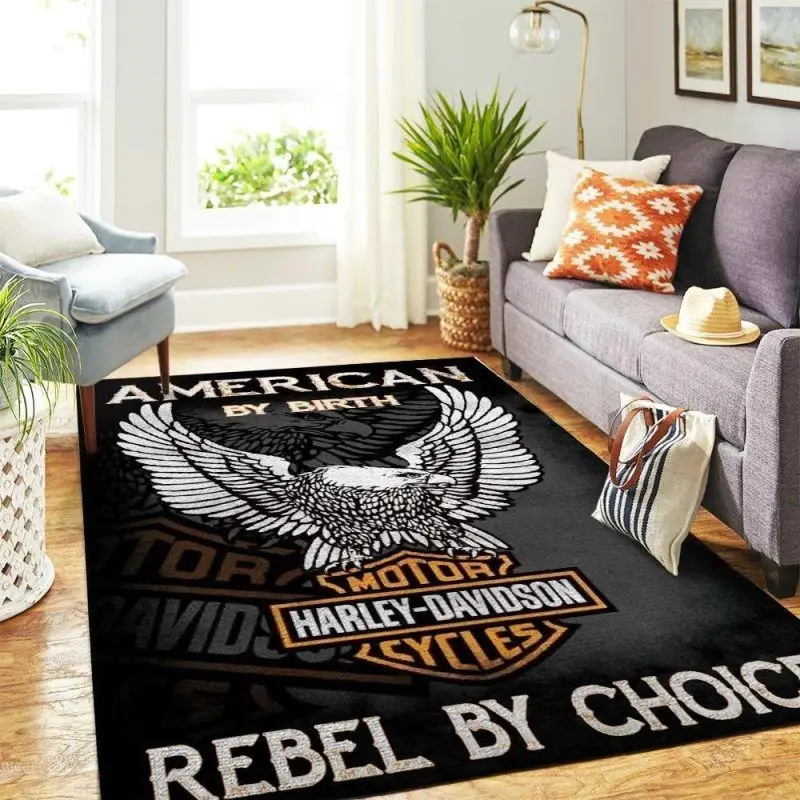 Harley Davidson American By Birth Rebel By Choice Rug