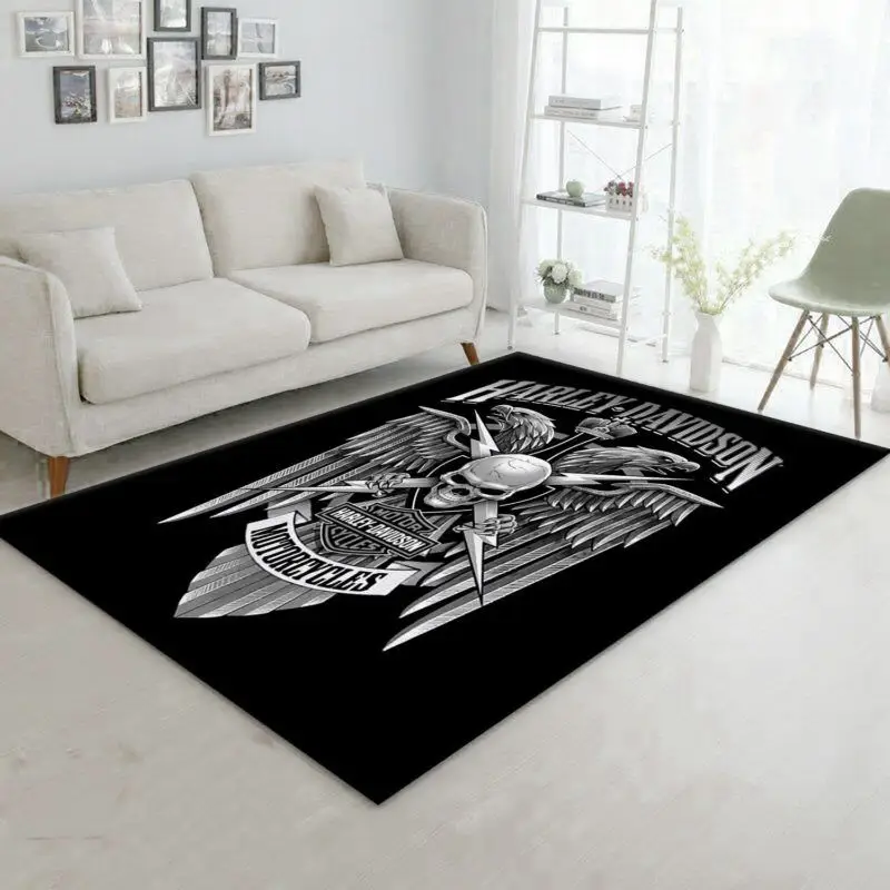 Harley Davidson Skull Area Rug Carpet Home Decor