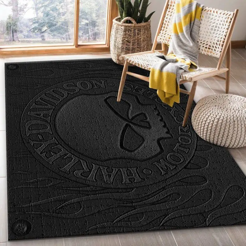 Harley Davidson Skull Area Rug For Bedroom