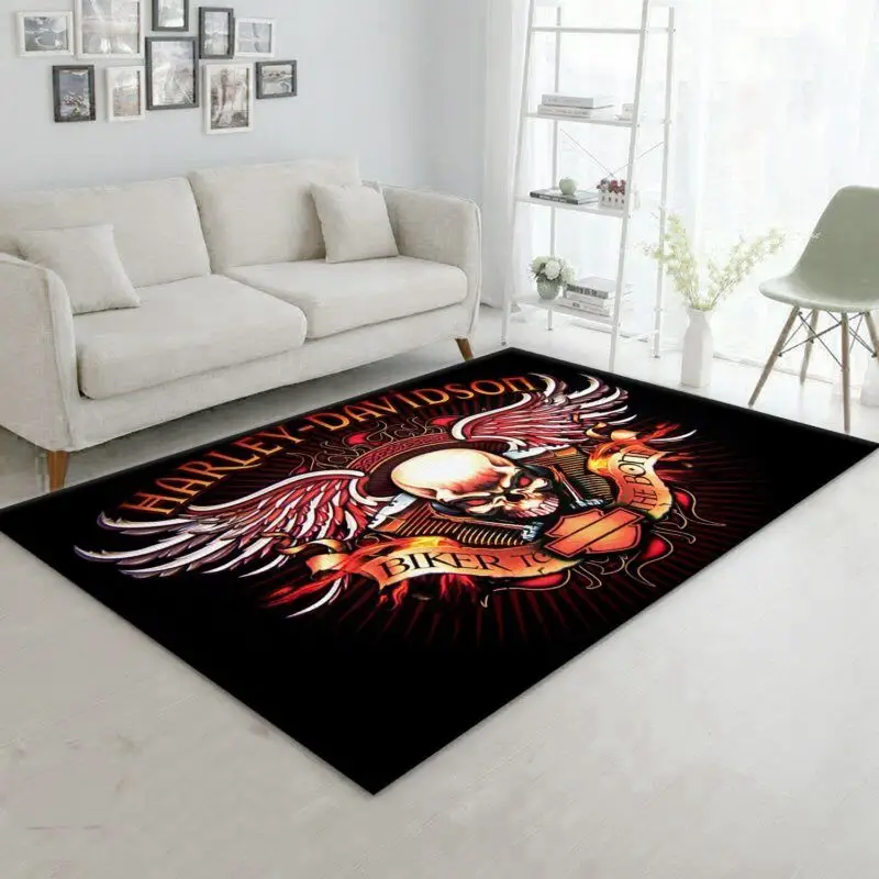 Harley Davidson Skull Area Rug For Living Room