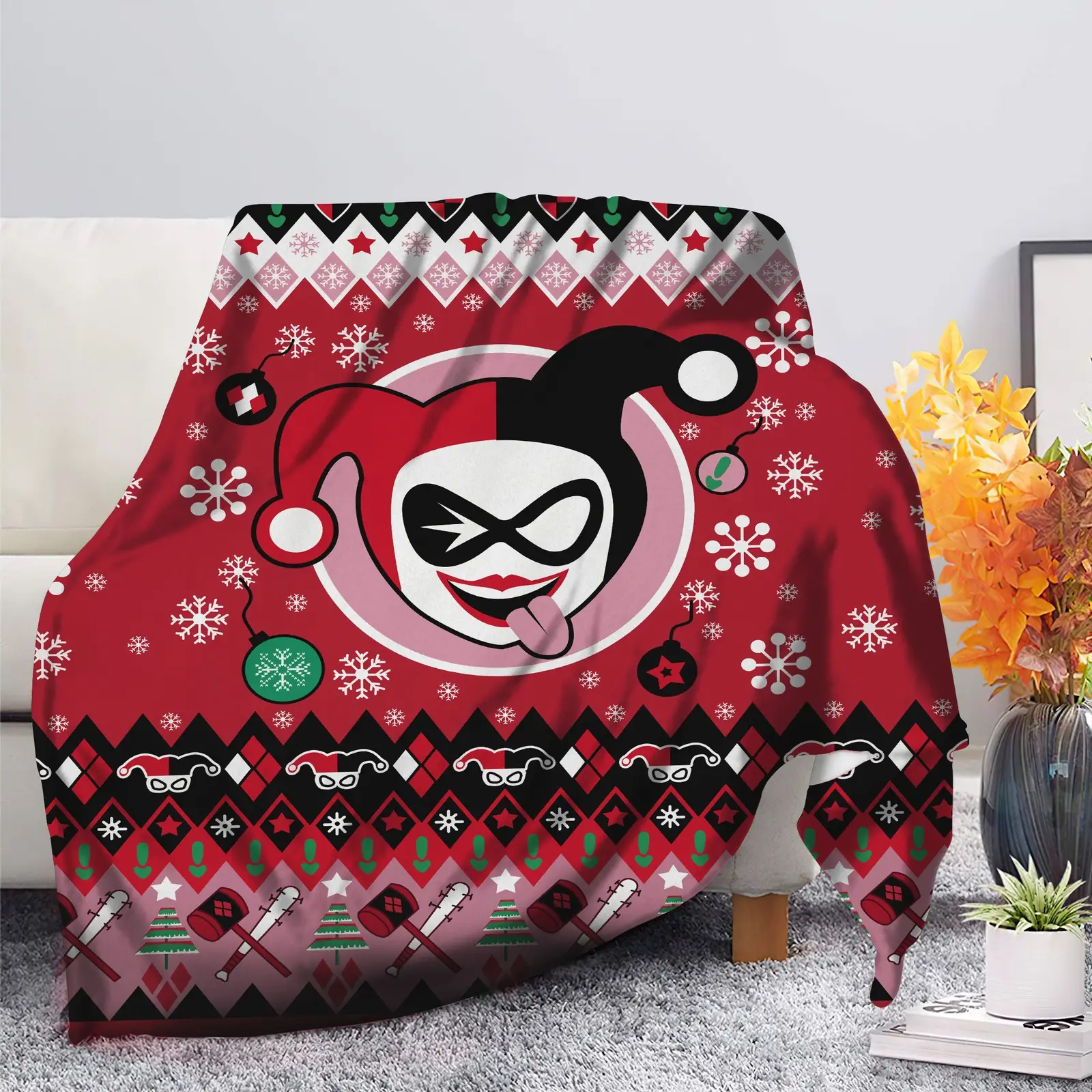 Harley Quinn Christmas Blanket