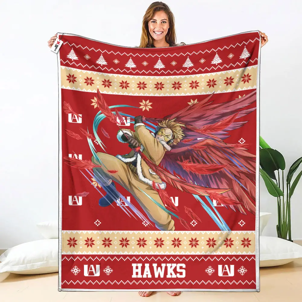 Hawks Blanket Ugly Christmas My Hero Academia Anime