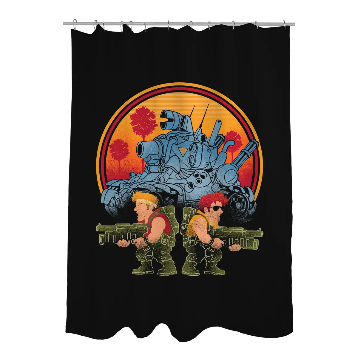 Heavy Machine Gun Sunset Shower Curtains