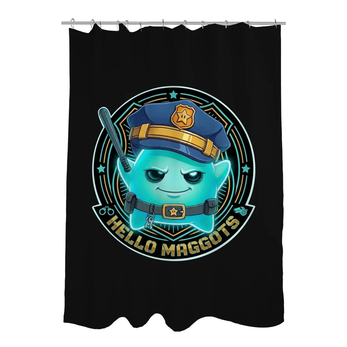 Hello Maggots Luma Guard Shower Curtains