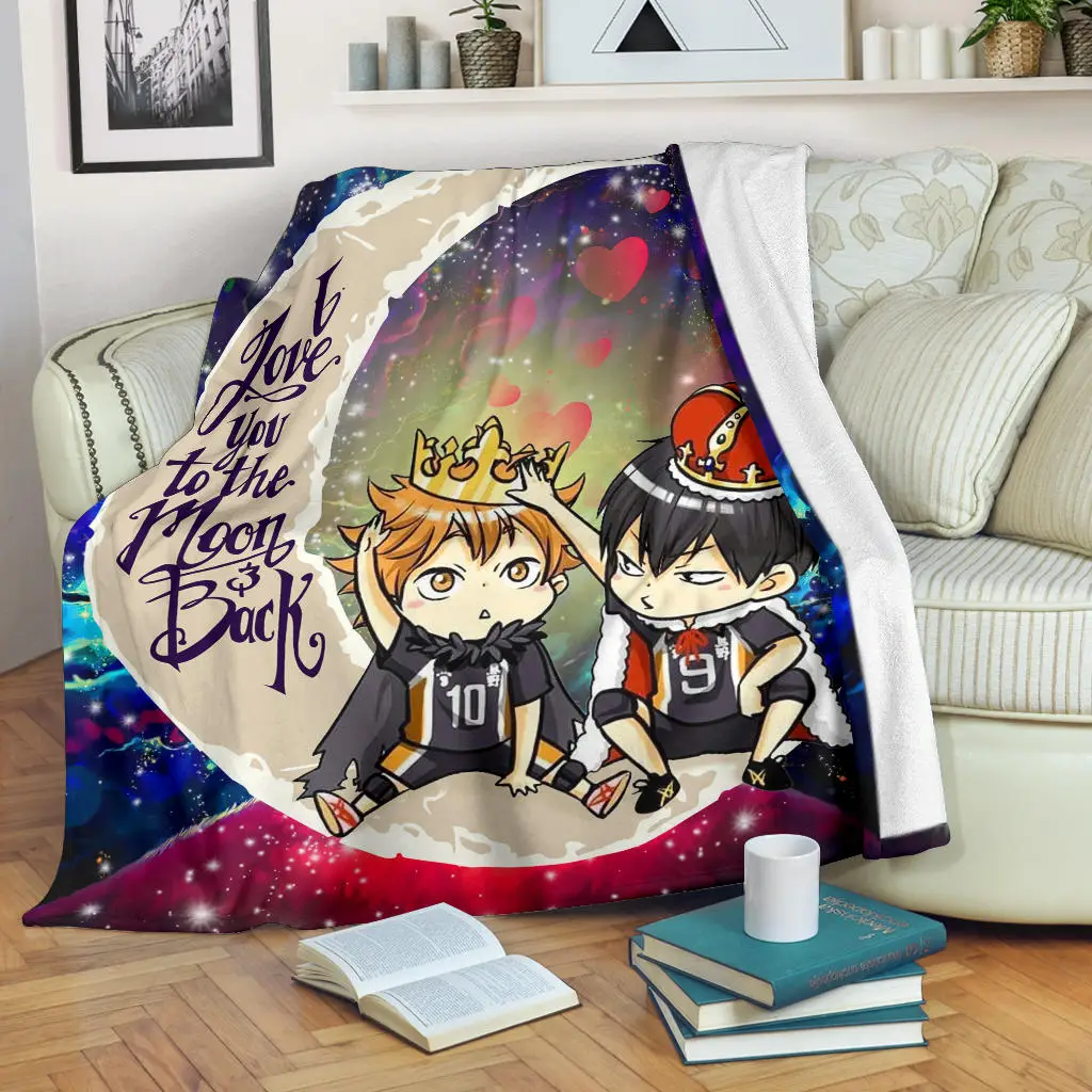 Hinata And Tobio Haikyuu Love You To The Moon Galaxy Blanket