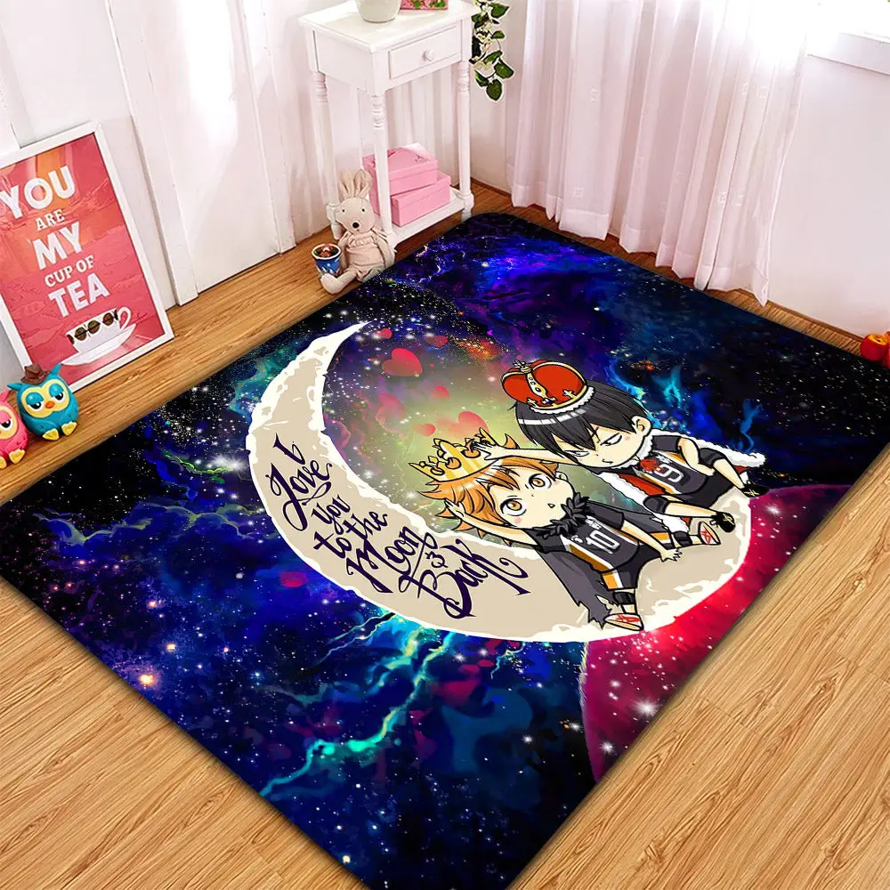 Hinata And Tobio Haikyuu Love You To The Moon Galaxy Rectangular Area Rug