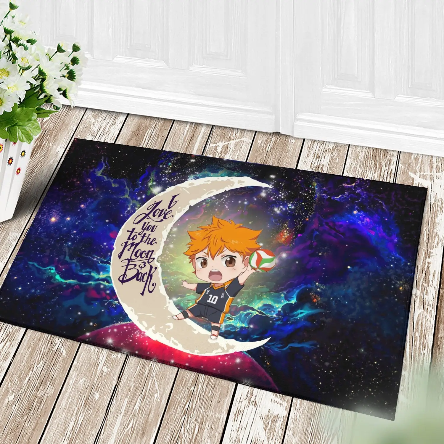 Hinata Haikyuu Love You To The Moon Galaxy Back Doormat Home Decor