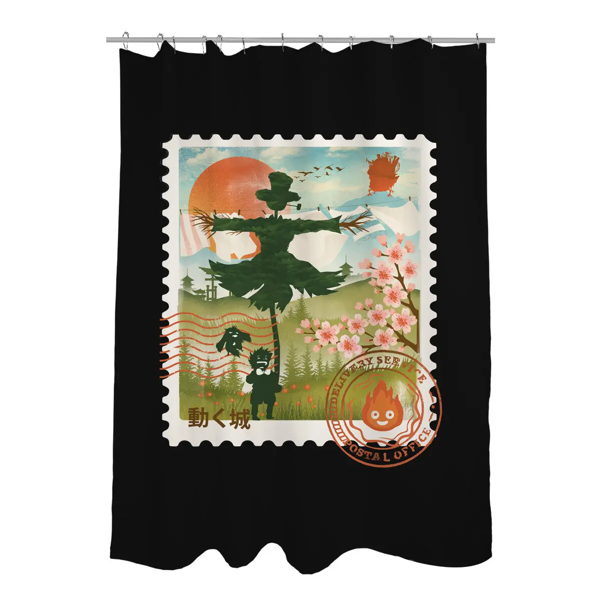 Howl's Moving Mail Stamp Shower Curtains