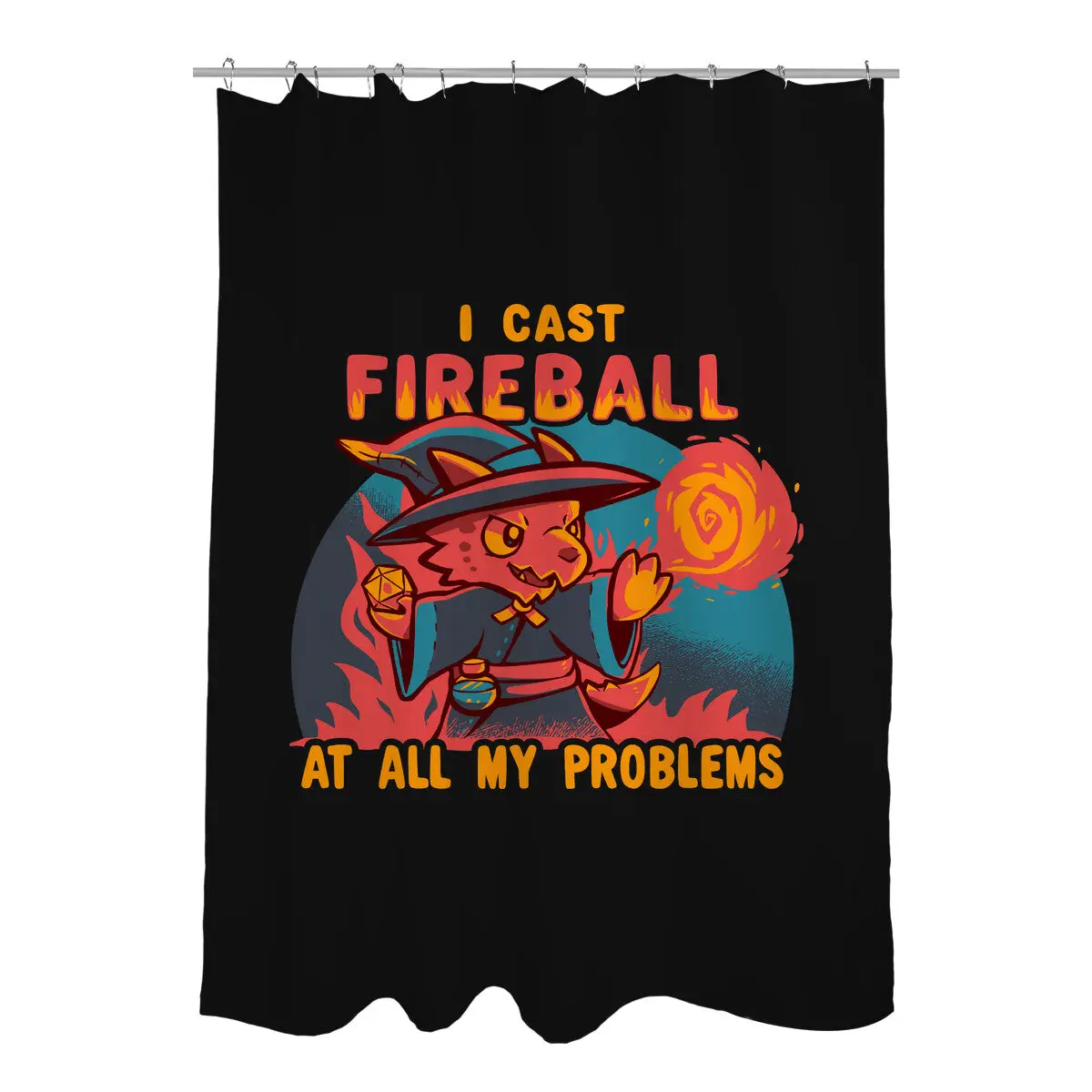 I Cast Fireball At All Problems Shower Curtains
