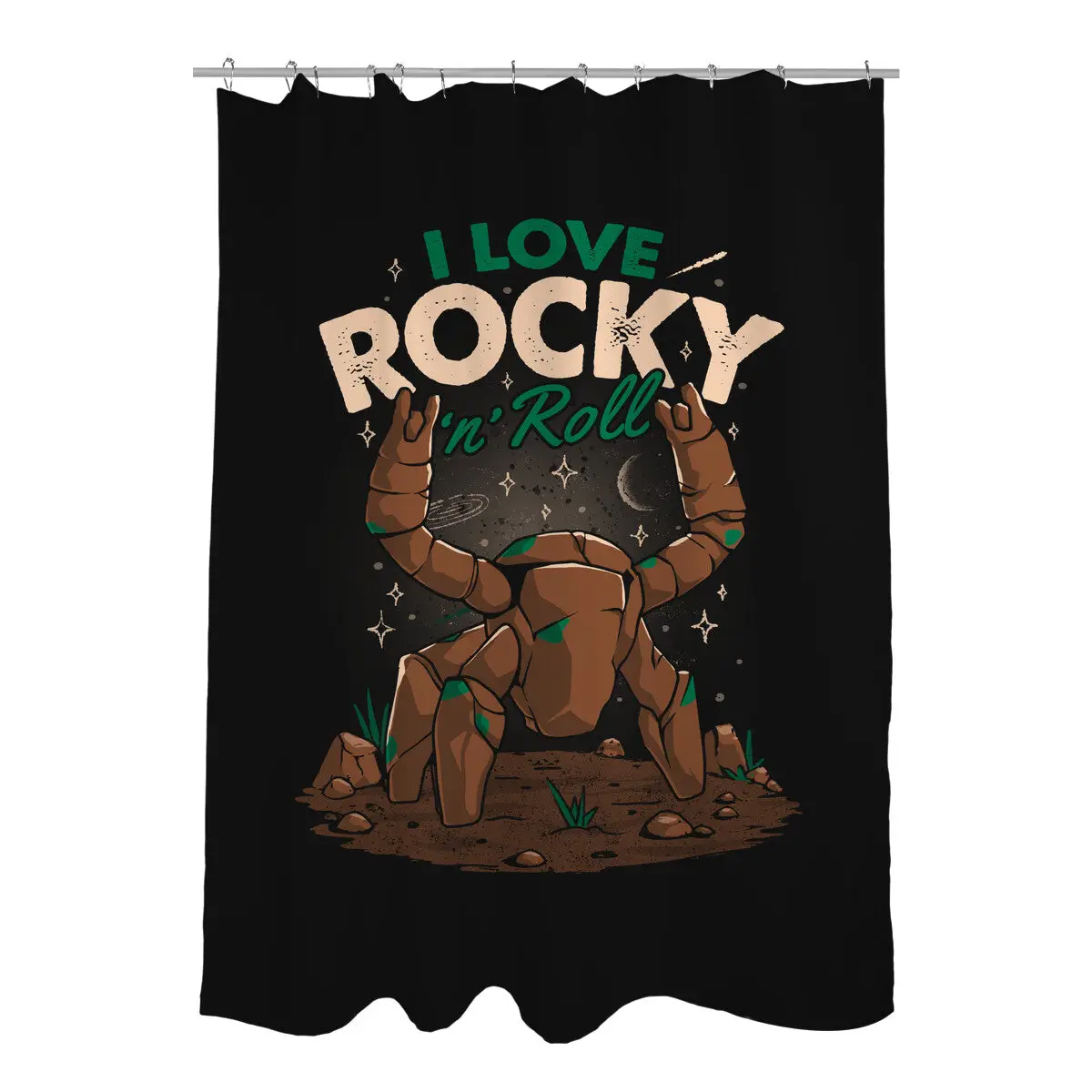 I Love Rocky N Roll Shower Curtains