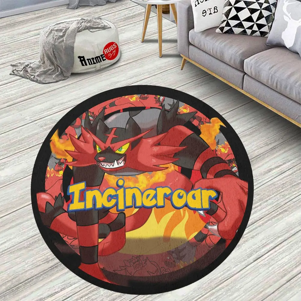 Incineroar Skid-Proof Round Rug