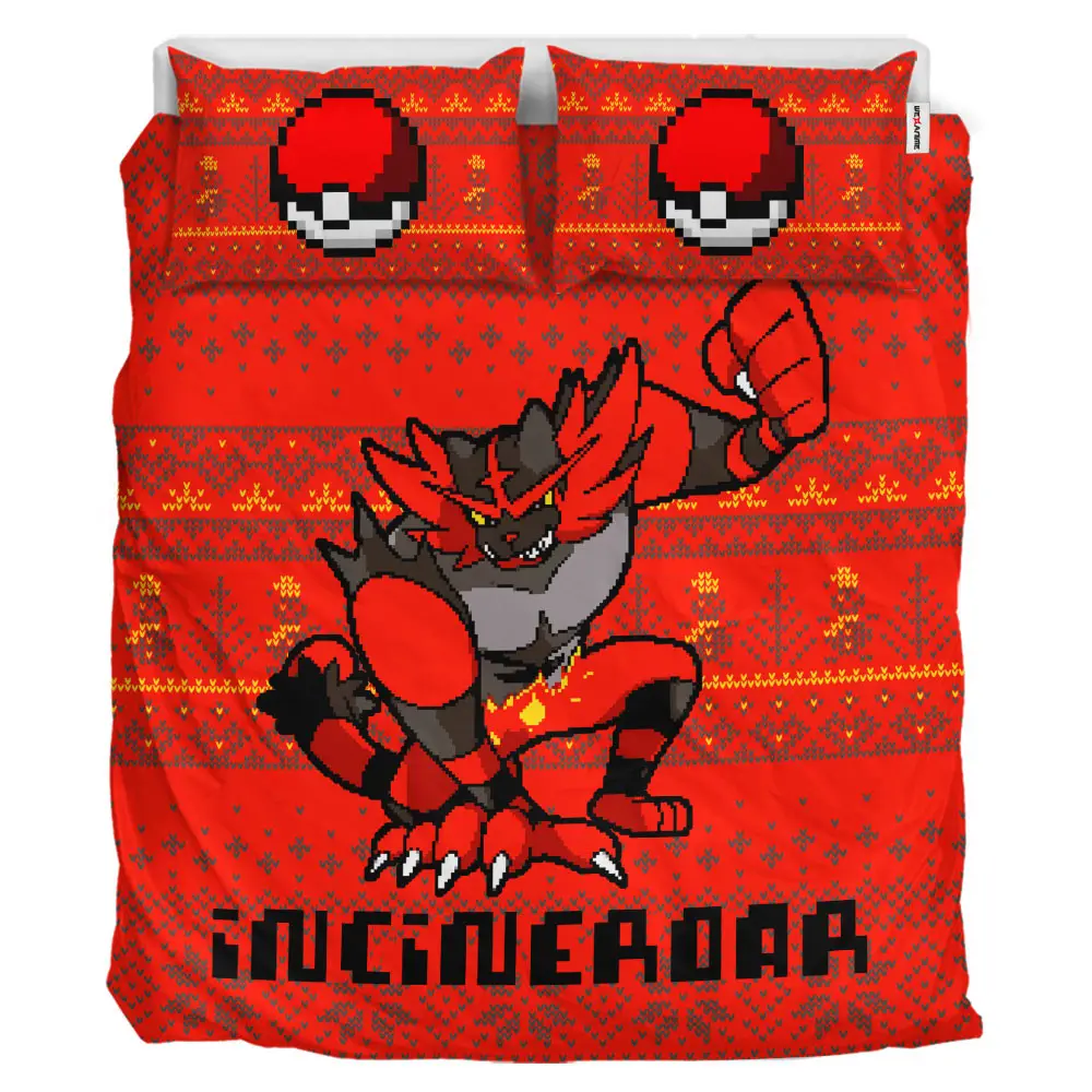 Incineroar Xmas Polyester Duvet Cover Set