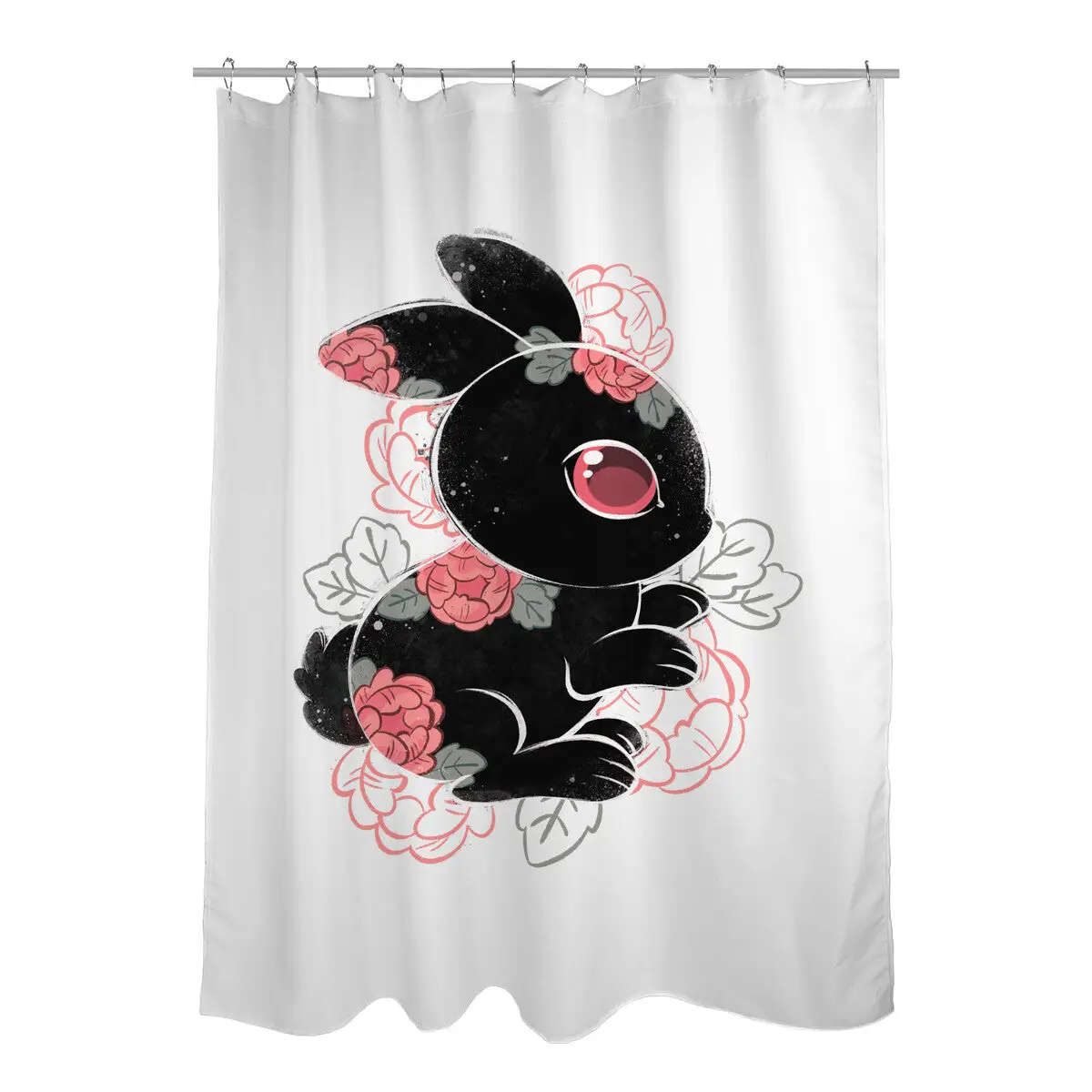 Ink Flower Rabbit Shower Curtains