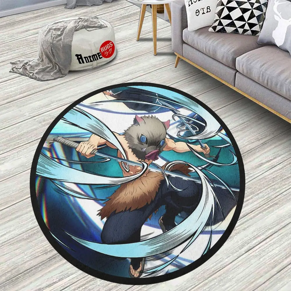 Inosuke Hashibira Skid-Proof Round Rug
