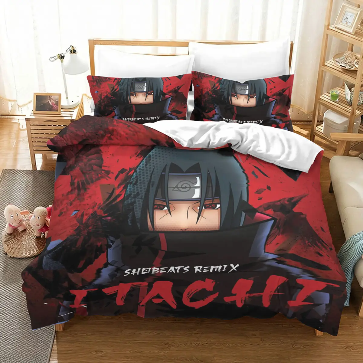 Itachi Uchiha Akatsuki Red Shadow Anime Bedding Set