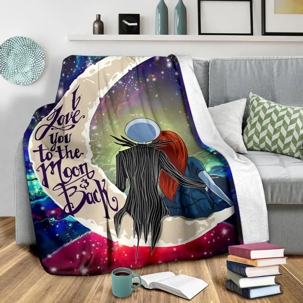 Jack And Sally Nightmare Before Christmas Love You To The Moon Galaxy Blanket