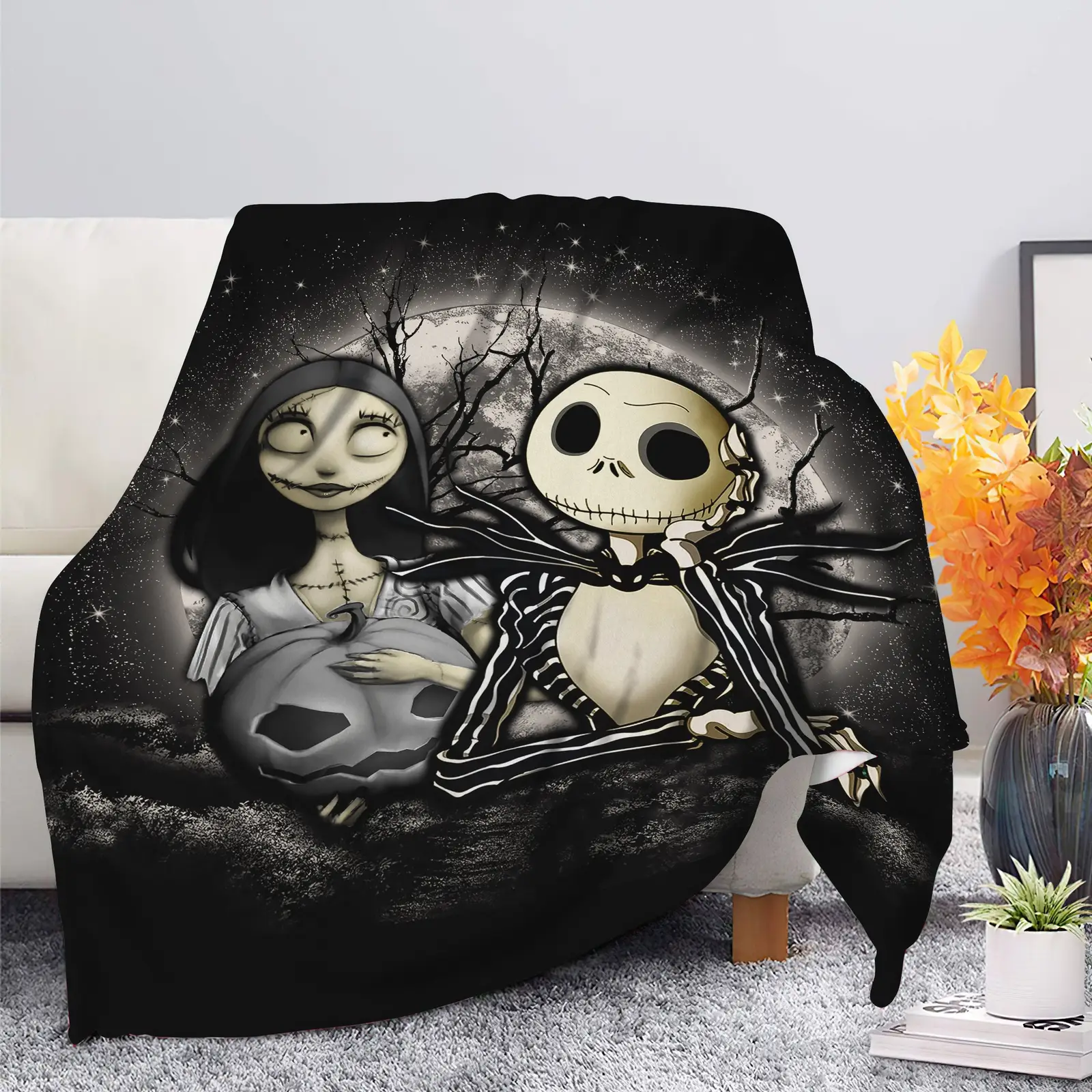 Jack And Sally Nightmare Before Christmas Moonlight Blanket