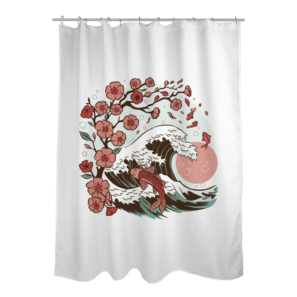 Japanese Koi Flower Shower Curtains