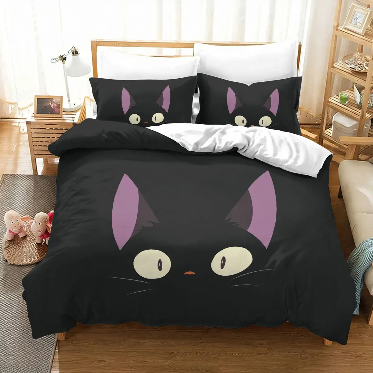 Jiji Black Cat Face Minimal Bed Set – Studio Ghibli