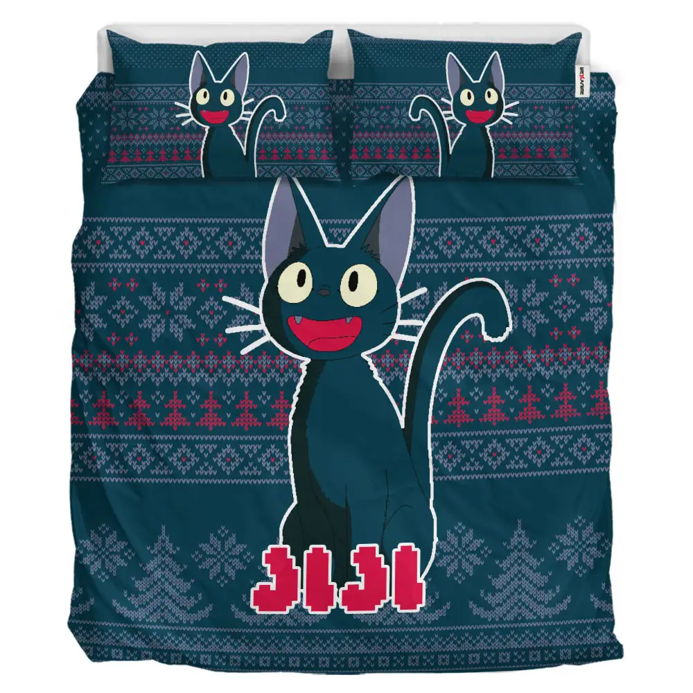 Jiji Cat Xmas Polyester Duvet Cover Set