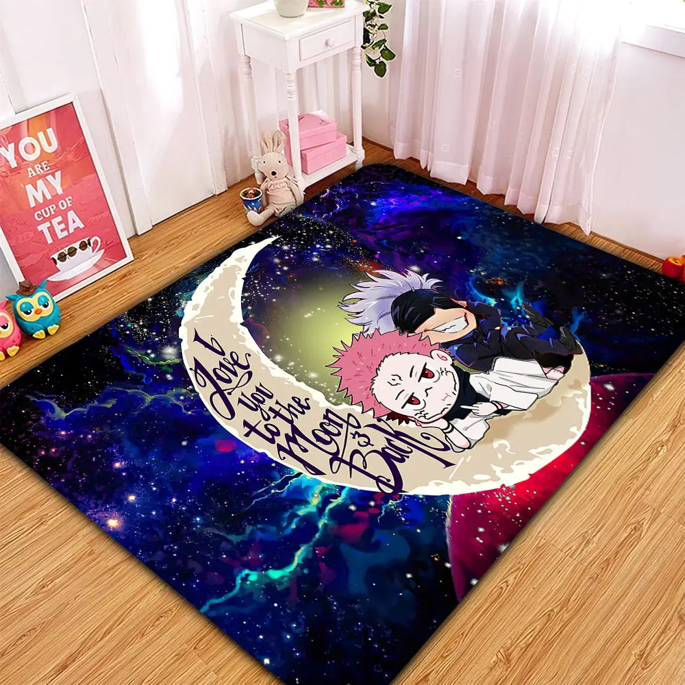 Jujutsu Kaisen Gojo Sakuna Chibi Anime Love You To The Moon Galaxy Rectangular Area Rug