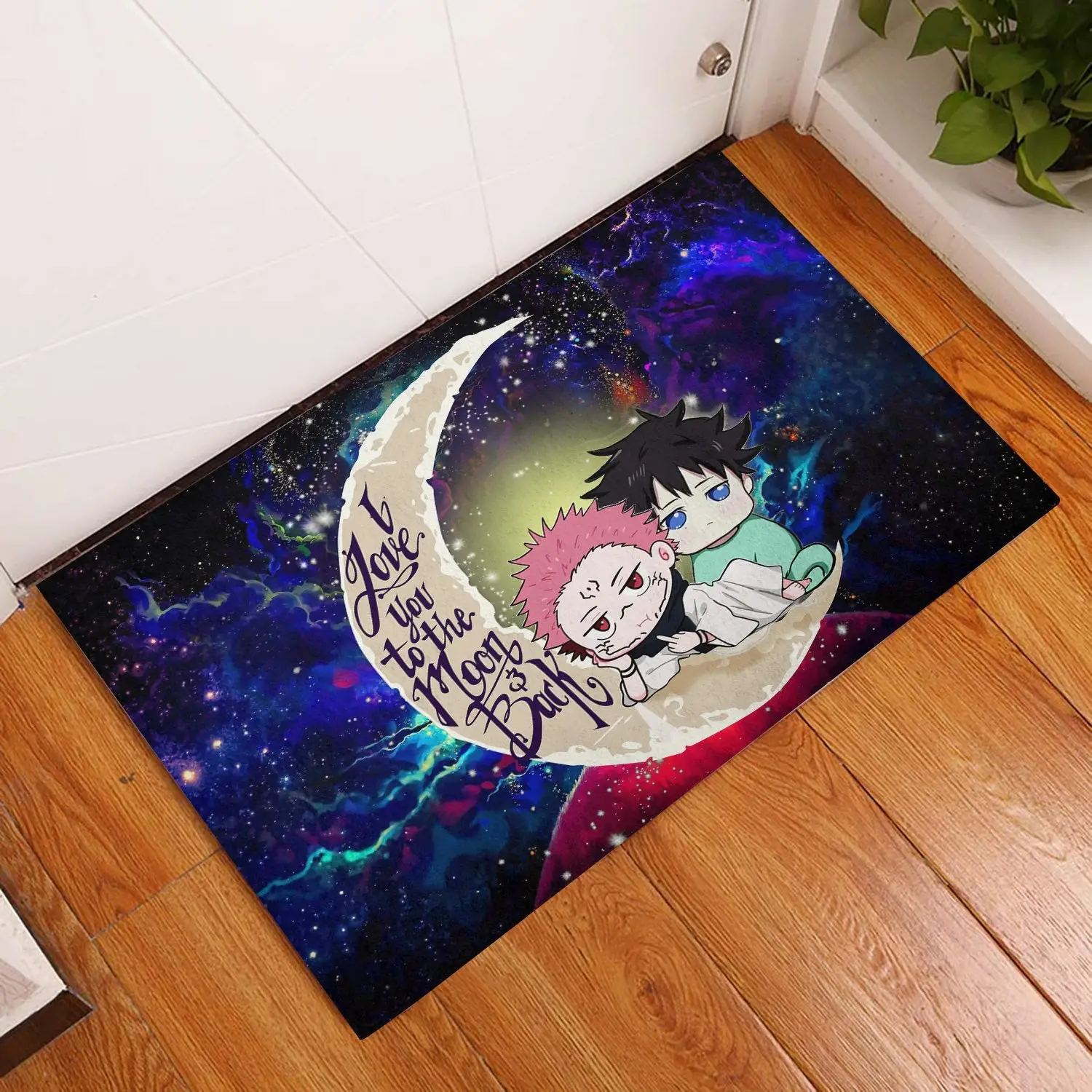 Jujutsu Kaisen Gojo Sukuna Love You To The Moon Galaxy Back Doormat Home Decor