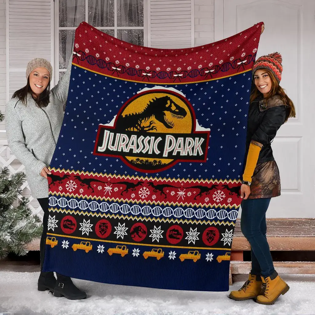 Jurassic Park Ugly Christmas Custom Blanket Home Decor