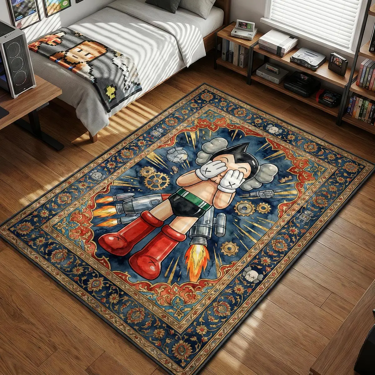 KAWS Astro Boy Persian Rug - Sneakerhead Floor Mat