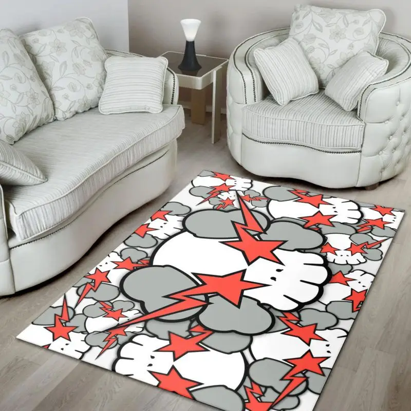 Kaws Face Pattern Rug Home Decor
