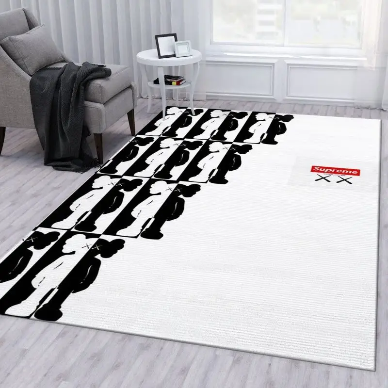 Kaws Lined Up Black And White Kaws Rug Home Decor