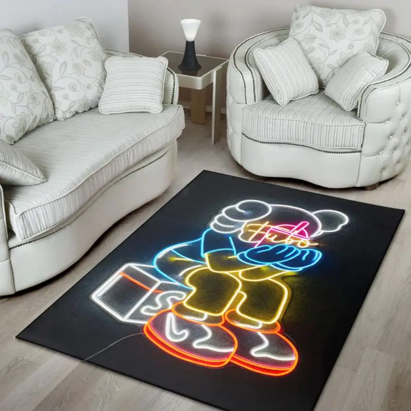 Kaws Neon Design Style Rug Home Decor