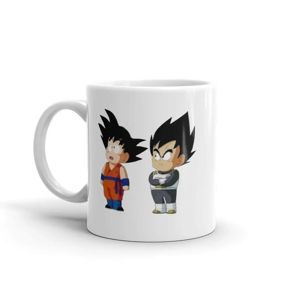 Kid Goku And Kid Vegeta White glossy mug