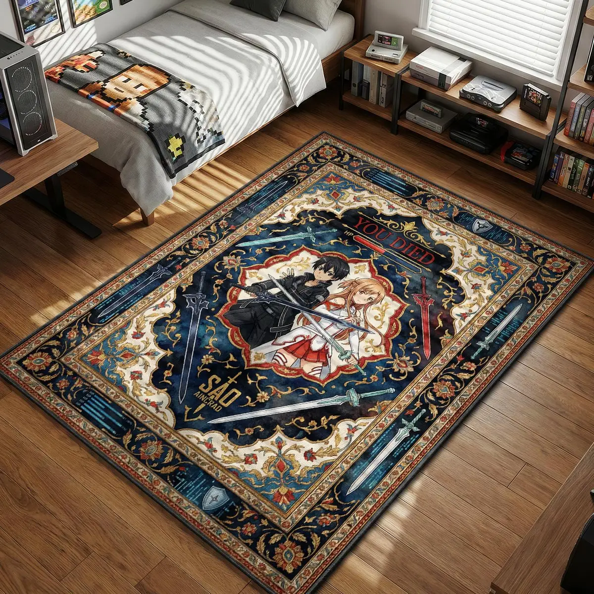 Kirito & Asuna You Died Rug - Sword Art Online Chair Mat