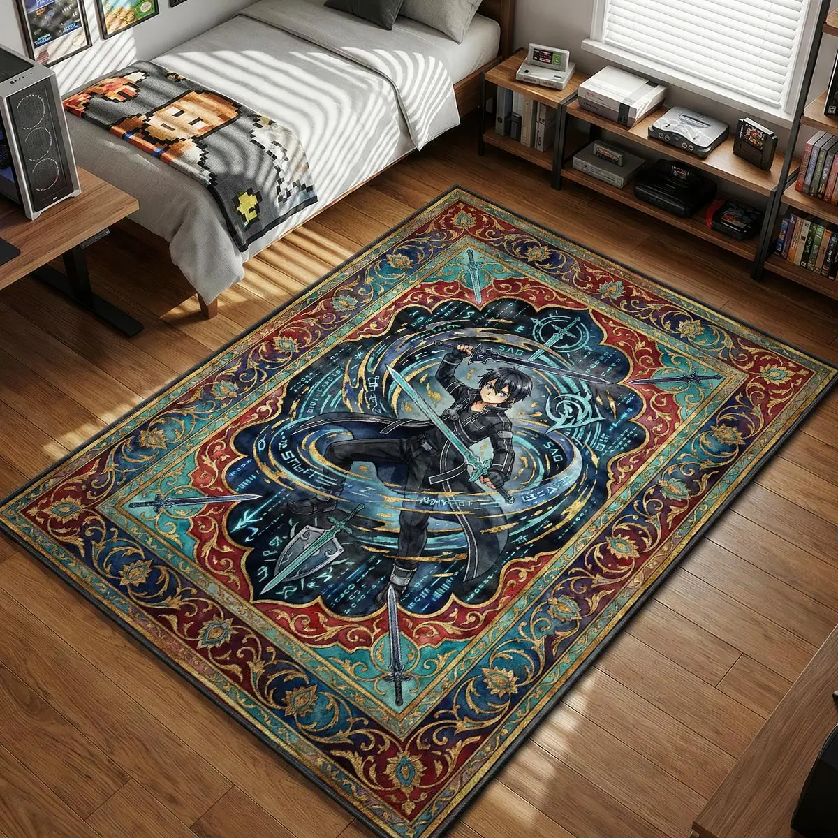 Kirito Dual Wield Rug - Sword Art Online Chair Mat