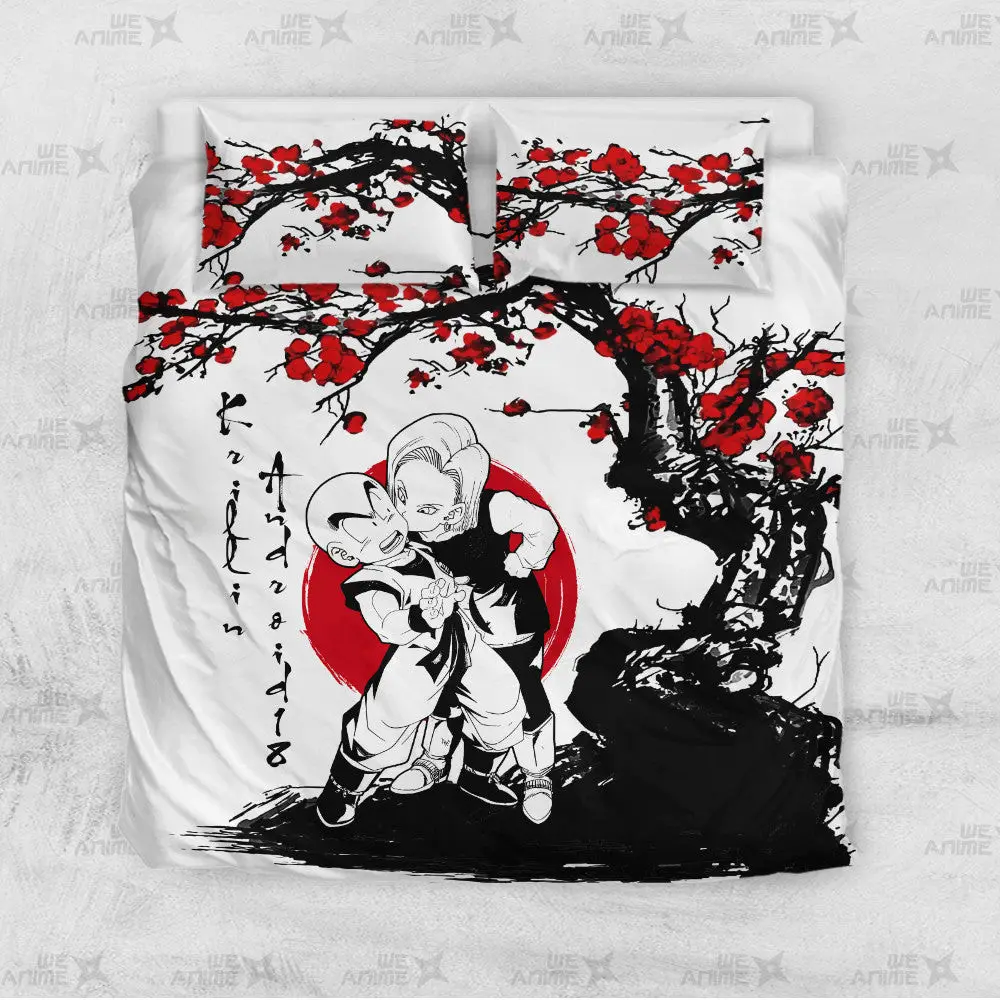 Krillin x Android 18 Japanese Custom Bedding Set Anime Room