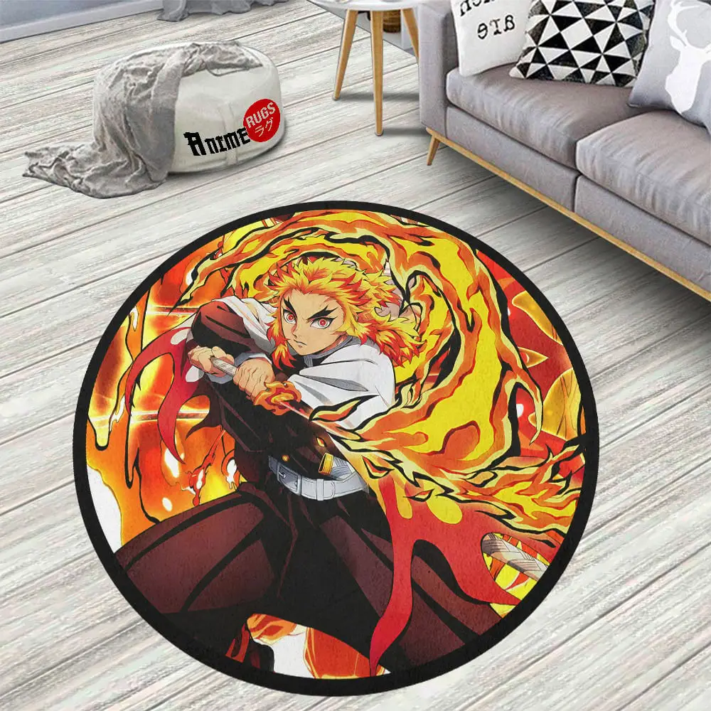 Kyojuro Rengoku Skid-Proof Round Rug