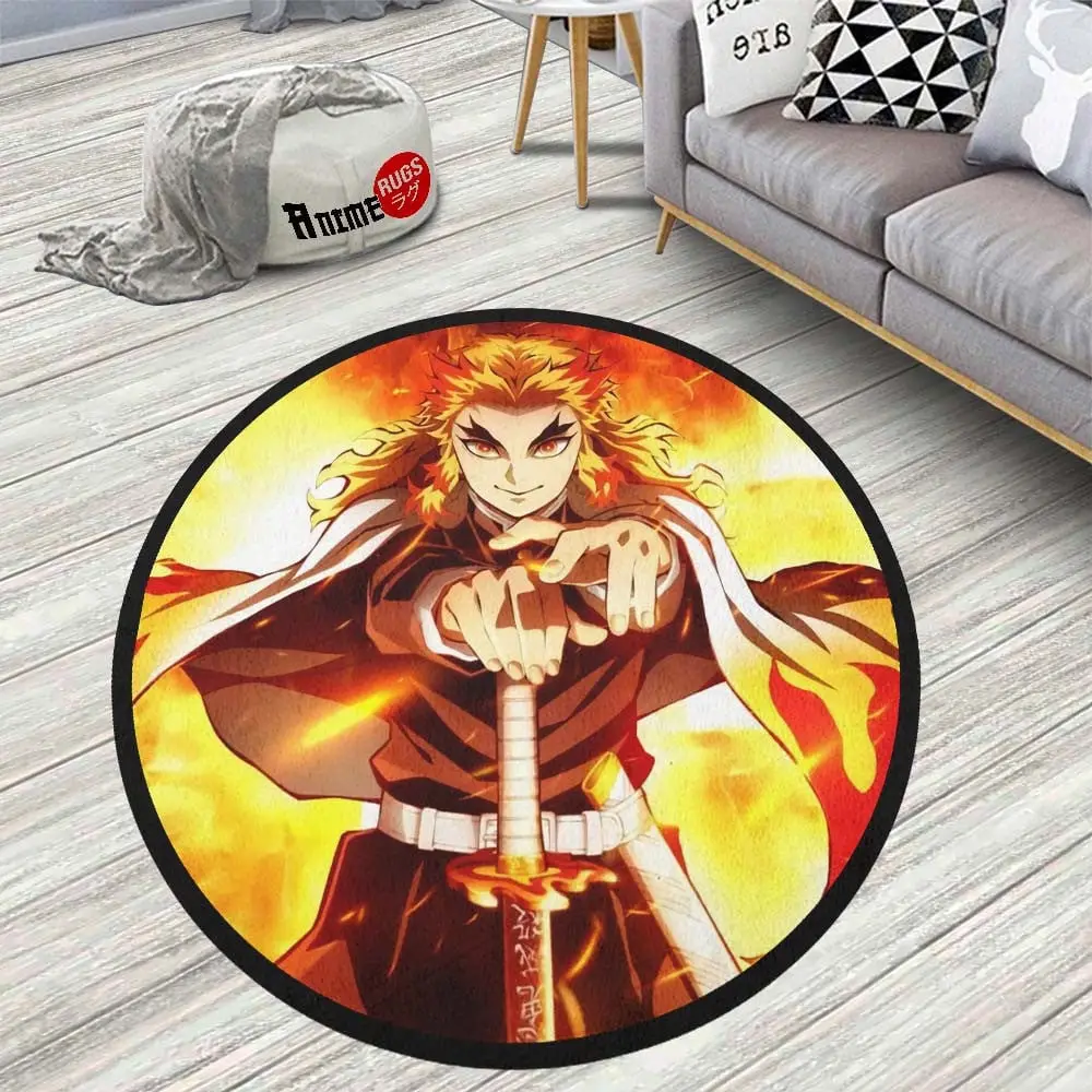 Kyoujurou Rengoku Round Rug Custom Anime Room Mats