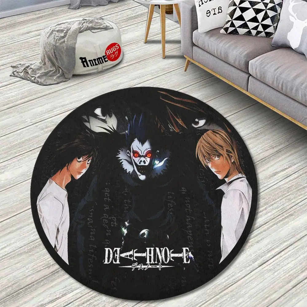 L Lawliet & Light Yagami & Ryuk Round Rug Custom Death Note Anime Room Mats