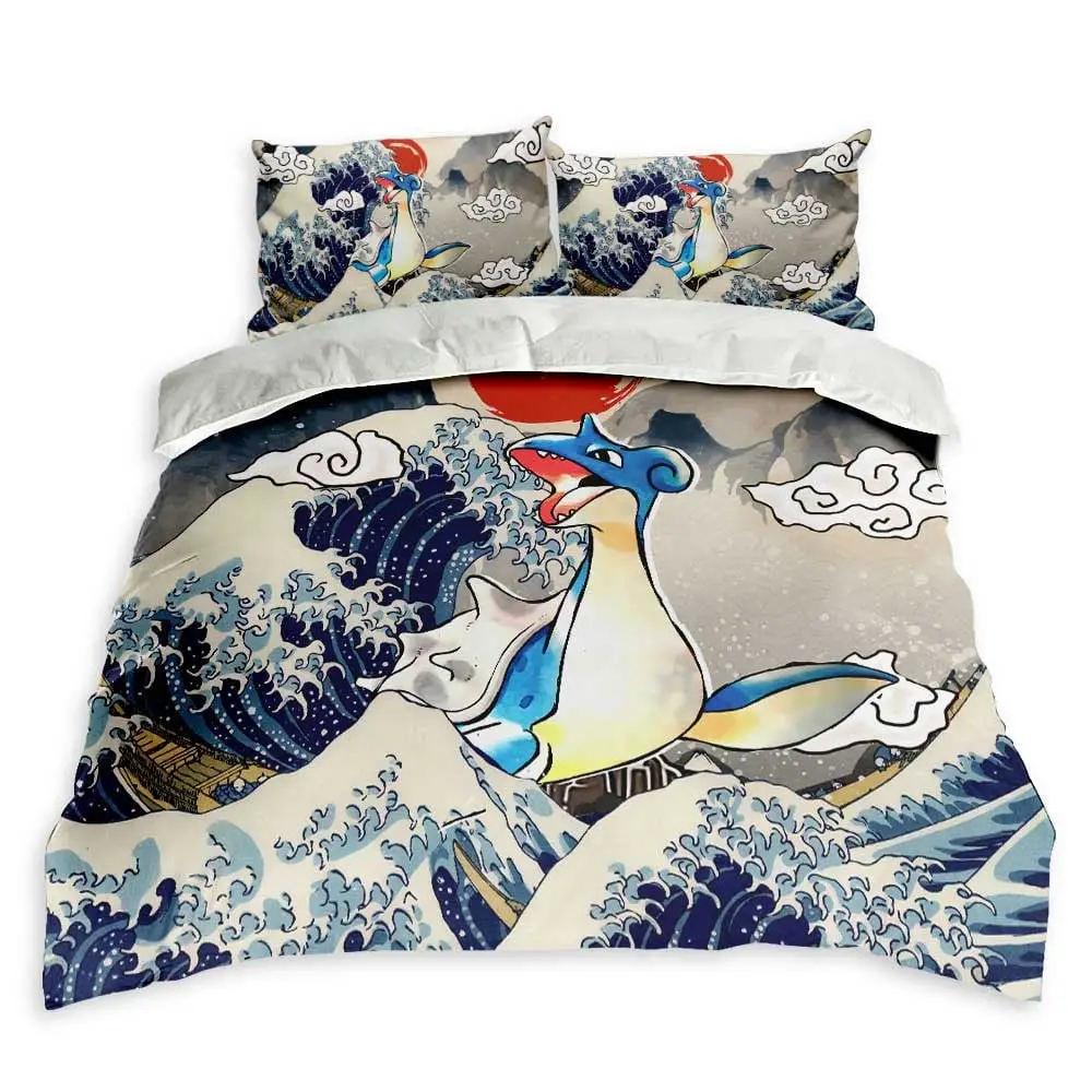 Lapras Bedding Set Kanagawa Great Wave Custom