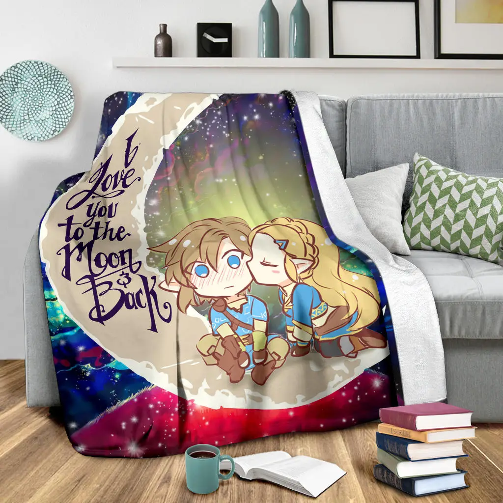 Legend Of Zelda Couple Chibi Couple Love You To The Moon Galaxy Blanket