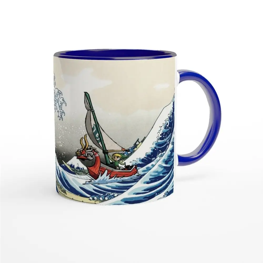 Link Sailing the Great Wave off Kanagawa Mug - Zelda Wind Waker